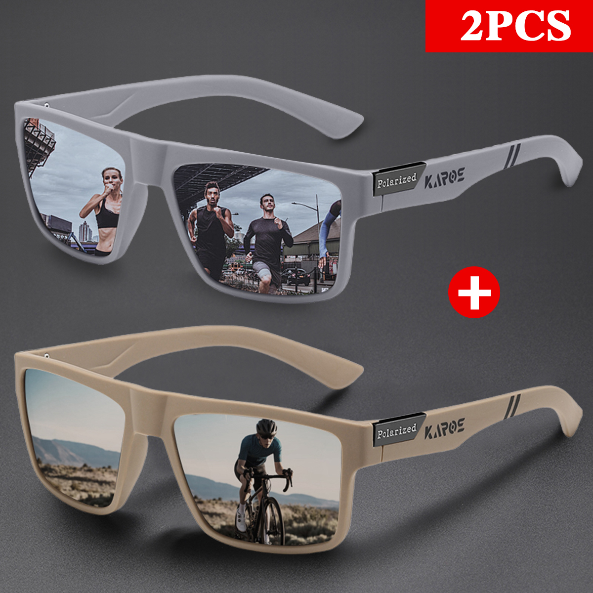 Fishing Sunglasses Polarized - KAROS 2 adet Retro kare polarize