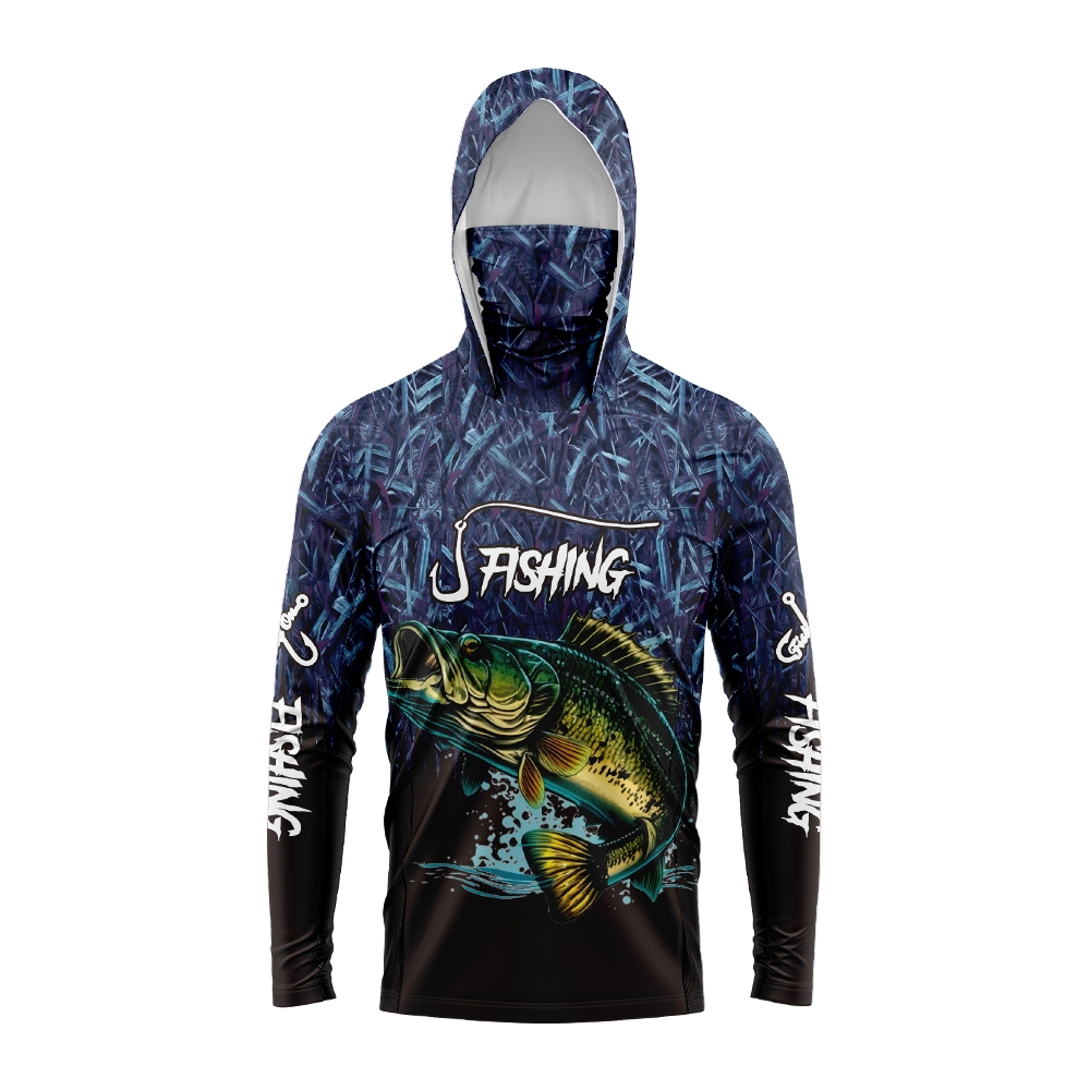 Fishing Hoodie - Erkekler İçin Levrek Balığı Baskılı Balıkçı