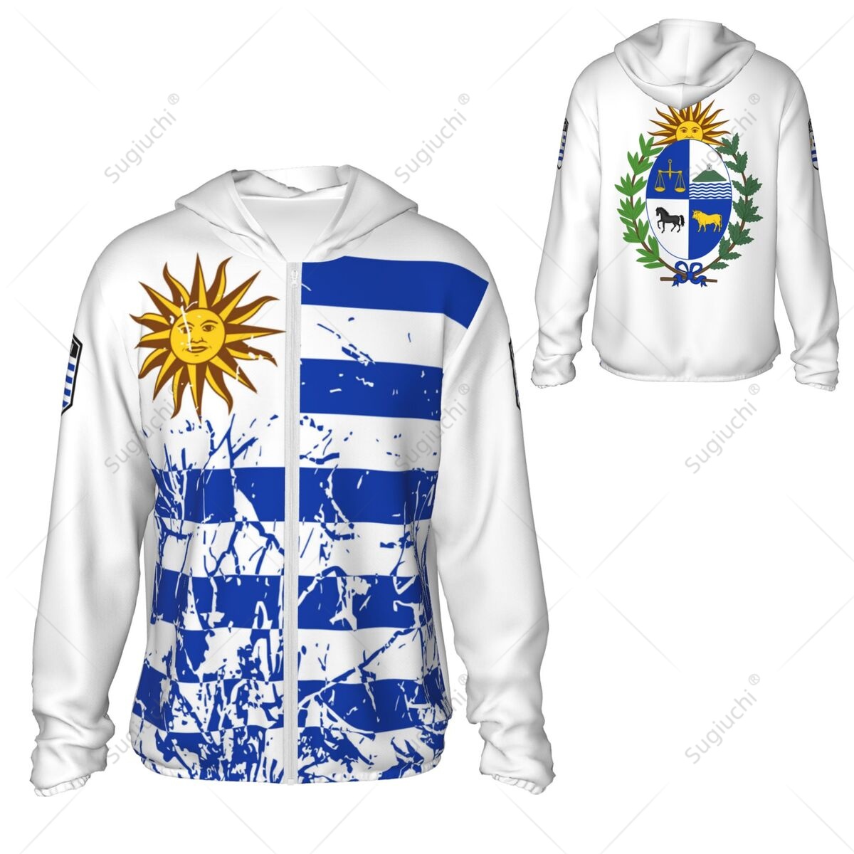 Fishing Hoodie - Uruguay Bayrağı Güneş Koruyucu Kapüşonlu Üst