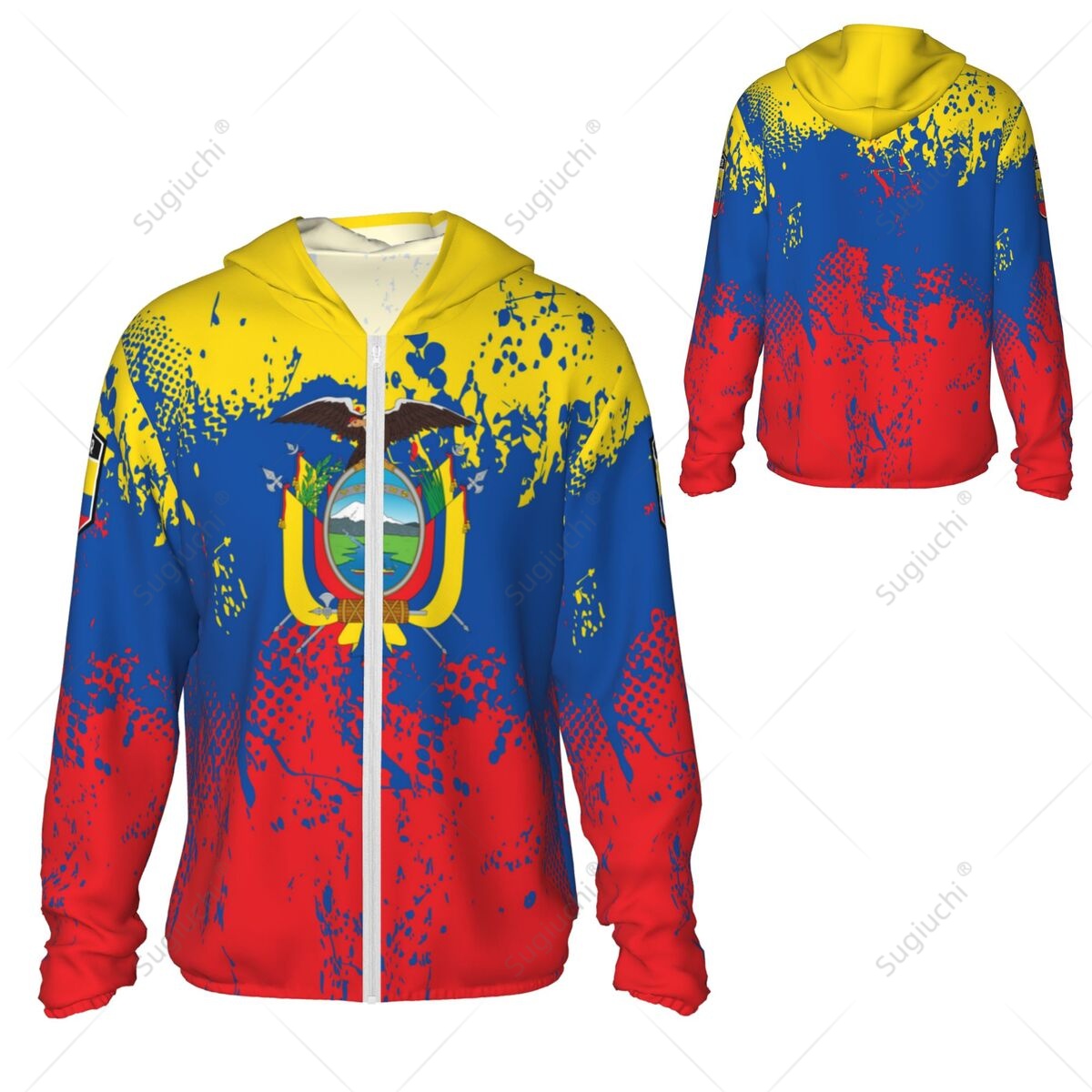 Fishing Hoodie - Ekvador Bayrağı Güneş Koruyucu Kapüşonlu Üst