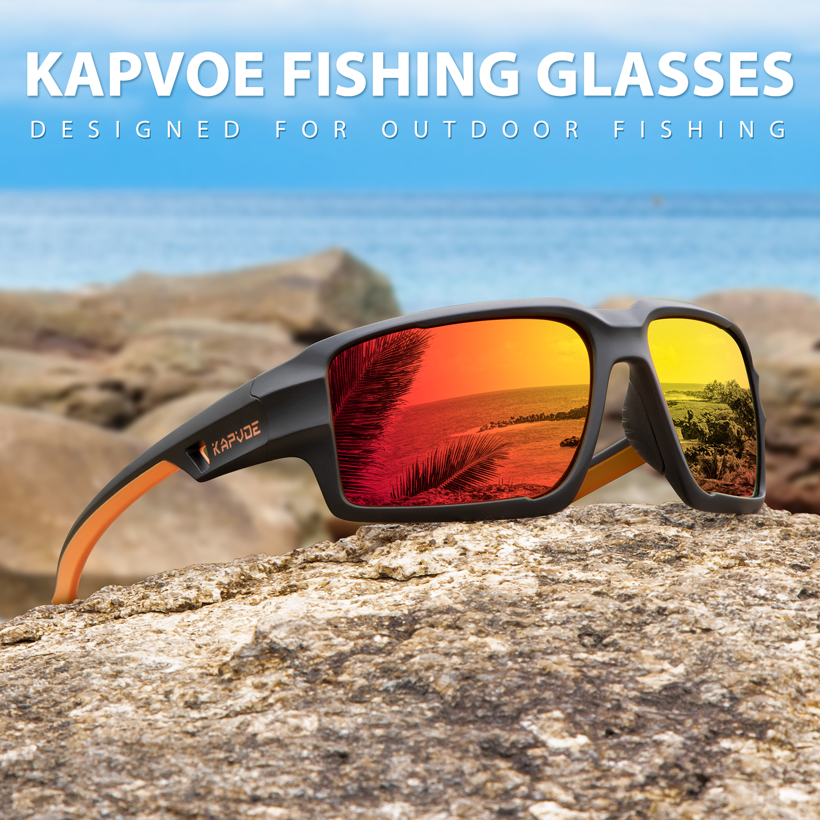 Fishing Sunglasses Polarized - Kapvoe Bisiklet Gözlükleri Bisiklet için UV400