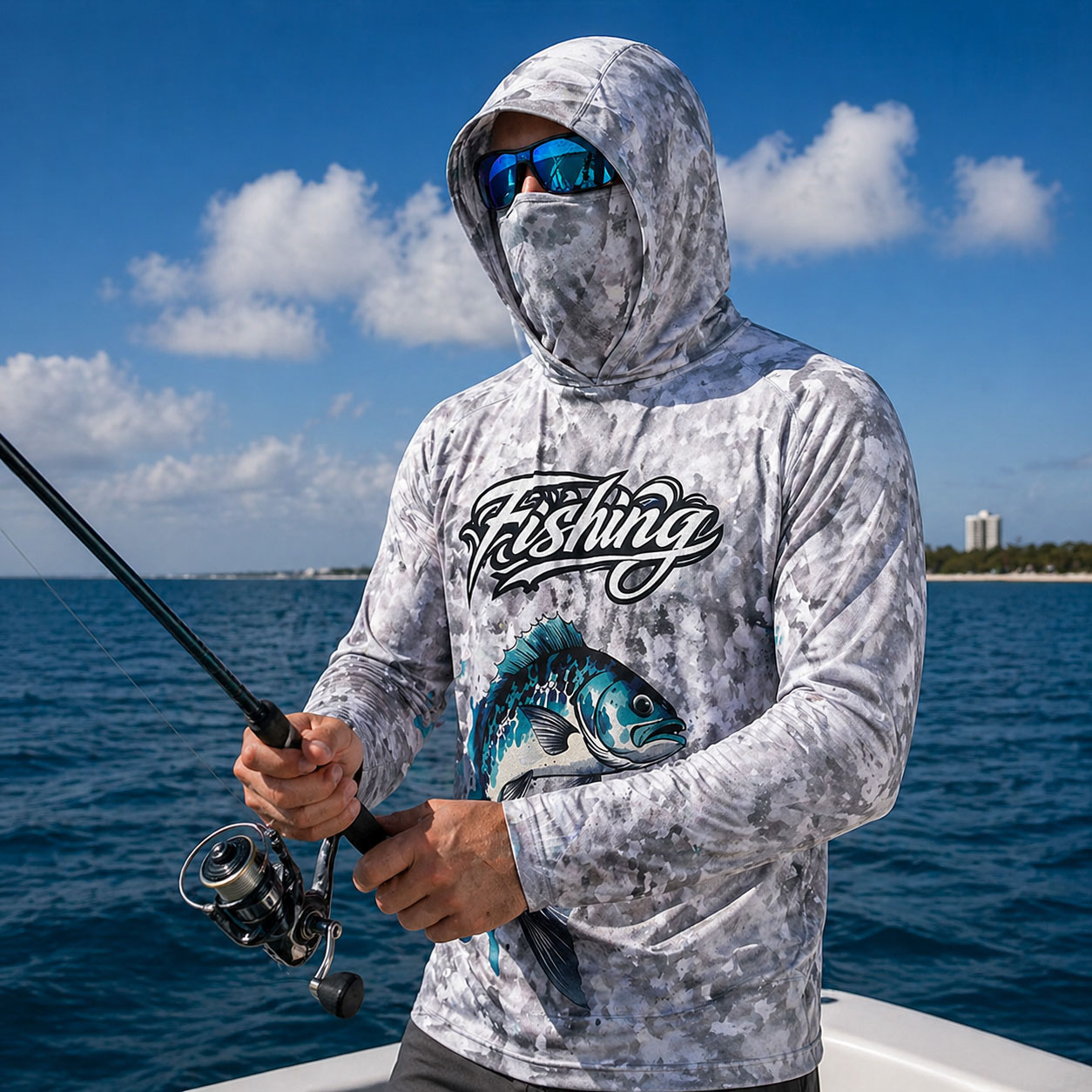 Fishing Mask Sun Protection - Balıkçılık Gömlek Kapşonlu Erkek Balıkçılık Kıyafetleri