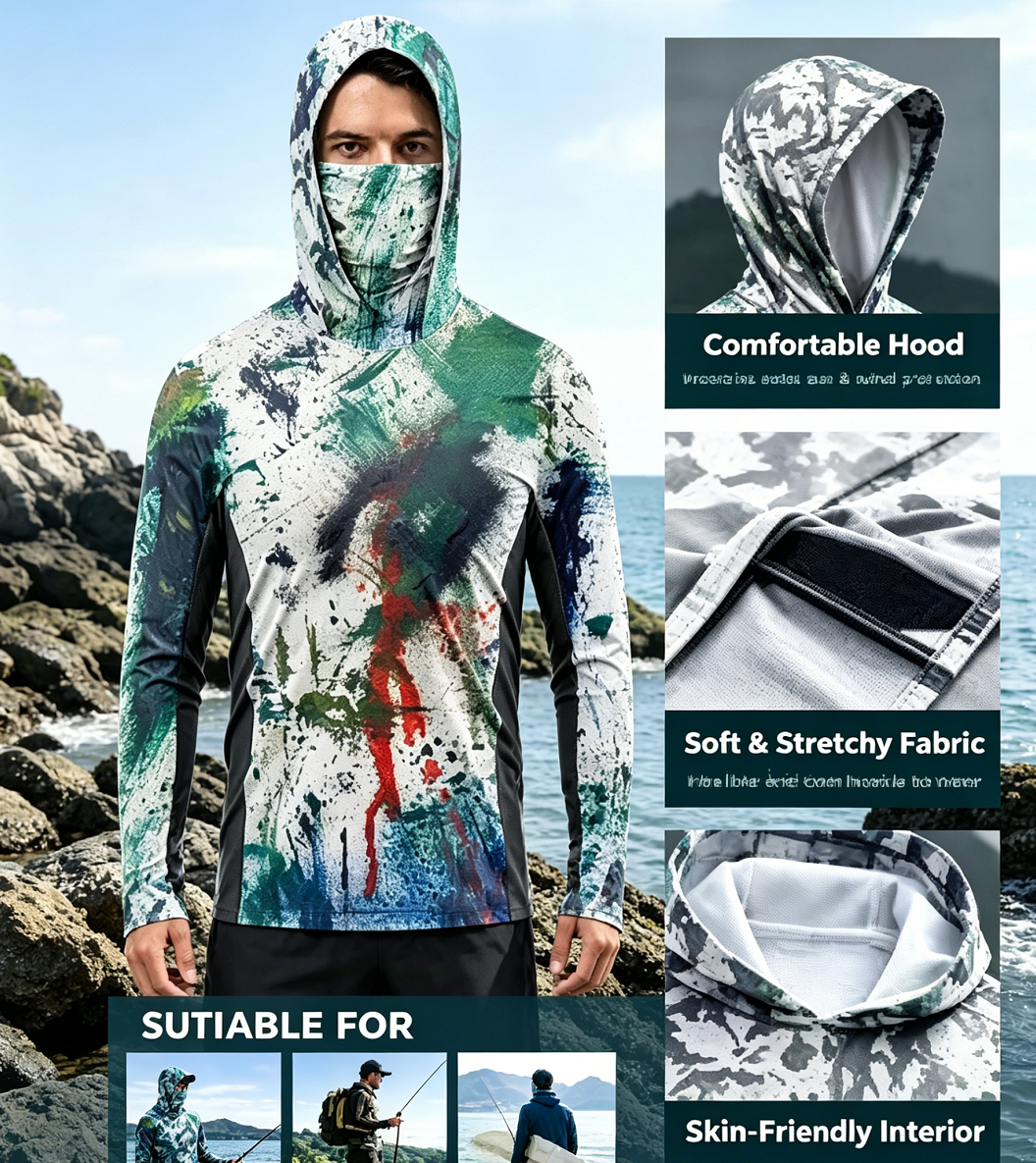 Fishing Shirt Uv Protection - Balıkçılık Kıyafetleri Erkek Uzun Kollu Maske