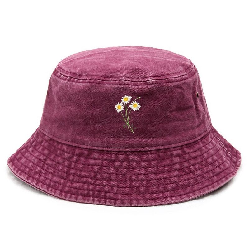 Fishing Hat - Çiçek Desenli Pamuklu Yıkanmış Kova Şapka