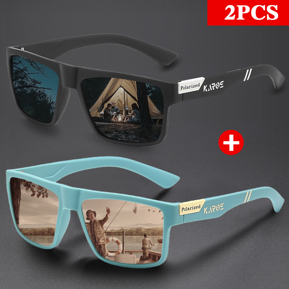 KAROS 2 adet Retro kare polari - Fishing Sunglasses Polarized incelemesi ve fiyatı